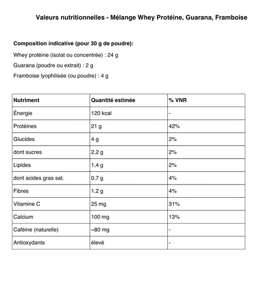 PROTEINES + PUNCH - WHEY, GUARANA, FRAMBOISES LYOPHILISEES