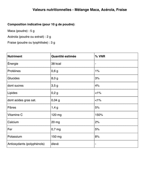 FORCE EXPLOSIVITE - MACA, ACEROLA, FRAISES LYOPHILISEES